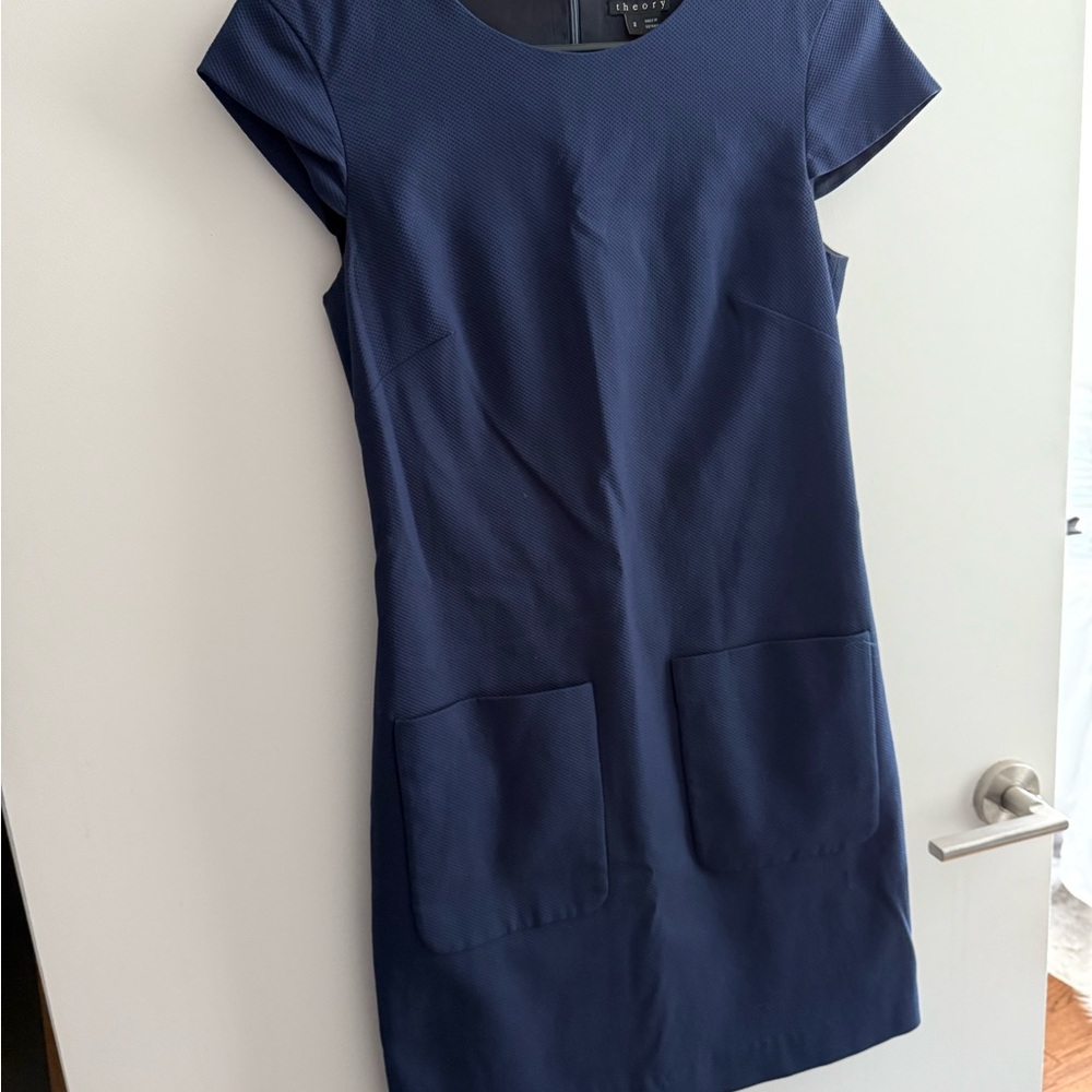Theory Navy Shift Dress with Pockets